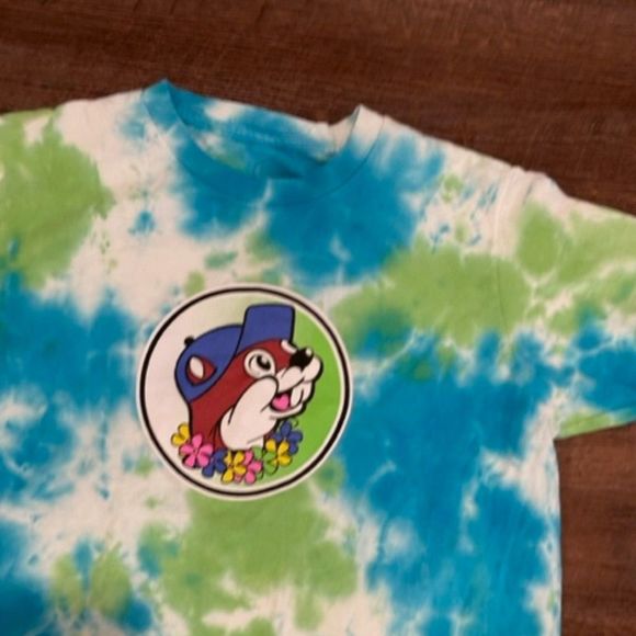 Buc'ees Hawaiian Tie-Dye Shirt Lei'd Back Men's Size Small Blue Green - Picture 4 of 6